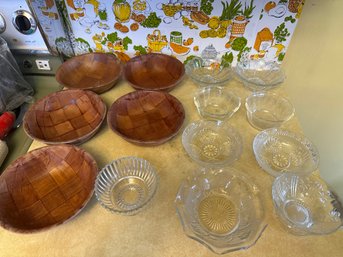 Bowl Lot Wood And Glass Bowls Kitchen Dish