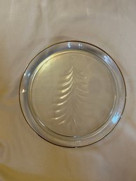 Holiday Glass Platter Christmas Tree Round Plate