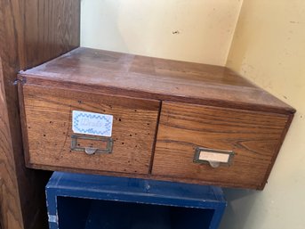 Card Catalog Two Drawer Wood With Recipes Books