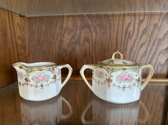 Creamer And Sugar Set Nippon Hand Painted