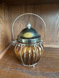 Vintage Amber Glass Gold Jar Music Box