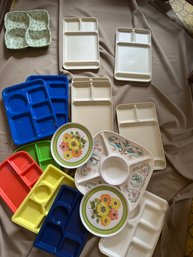 Vintage Plasticware Divided Dishes Plates
