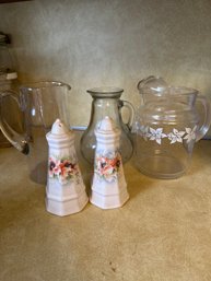 Glass Pitcher Salt And Pepper Shakers Kitchen