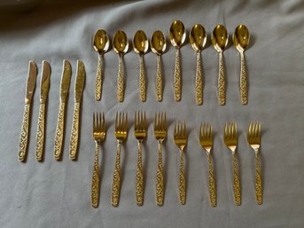 Flatware American Golden Fork Knife Spoon Lot