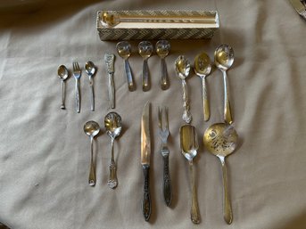 Flatware Lot Serving Spoons Forks Knife