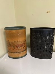 Trash Can Lot Of Two Rubbish Cans