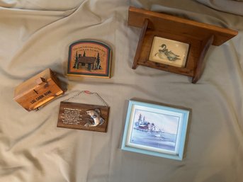 Wood Wall Decor Cabin Fishing Shelf