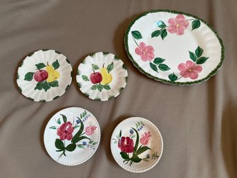 Plate Lot And Platter Pink Flowers And Fruit Dishes