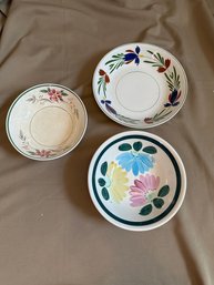 Bowls Dishes Hand Painted Flower Mixed Lot