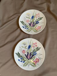 Dish Lot Of Two Red Wing Flower Plates 113 213