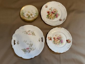 Plates And Dish Lot White With Flowers Decor