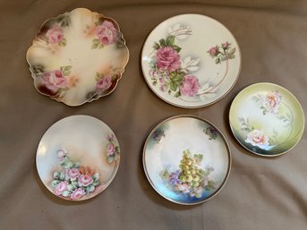 Plate Lot Germany China Dishes Flower Patterns
