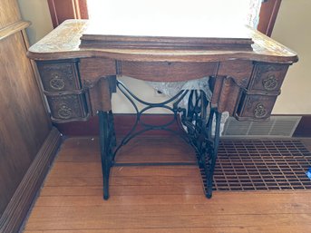 Sewing Machine Table Wood And Cast Iron