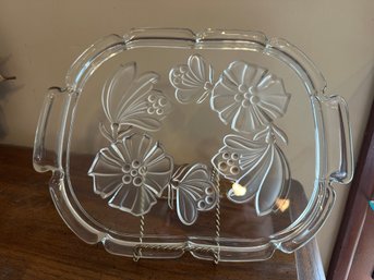 Glass Tray Lilies Lily Pads Rectangle Decor