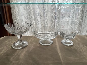 Glass Pedestal Dish Lot Clear Glassware