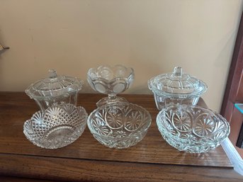 Glass Dish Lot Clear Bowls Dishes