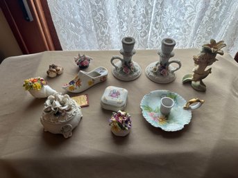 Home Decor Candle Stick Holders Porcelain Flowers