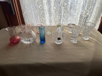 Glass Vase Lot Decor Basket Glassware
