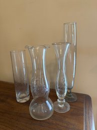 Vase Lot Etched Glass Vases