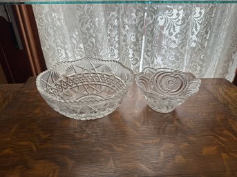 Bowl Glass Dishes Lot Of Two Bowls