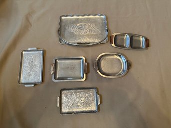 Mini Metal Trays Lot Decor Wood Handle Tray