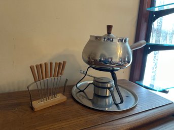 Fondue Pot With Picks Stainless Steel