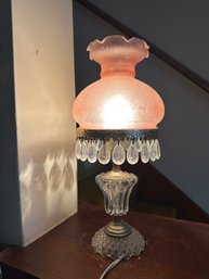 Table Lamp Pink Glass And Crystal Lighting