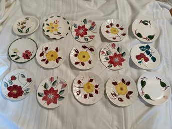 Plate Lot Blue Ridge Bright Flower Dishes