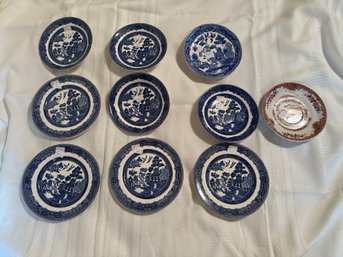 Plate Lot Johnson Bros Blue Willow Dishes Pink