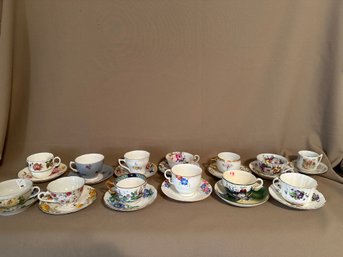 Teacup And Saucer Lot Mixed Patterns Floral