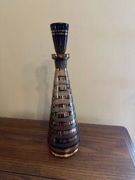 Glass Decanter MCM Smokey Glass And Gold