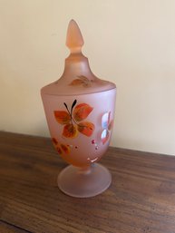 Glass Satin Apothecary Dish Jar With Lid Decor