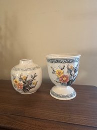 Ceramic Flower Vase 3D Design Lot Of Two Japan