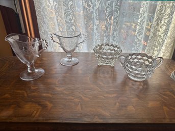 Glass Creamer Sugar Dish Clear Glassware Lot