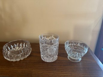 Glass Serve Ware Dish Lot Of Three Dishes