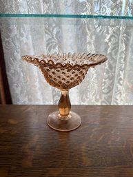 Fenton Art Glass Hobnail Coral Pink Candy Dish