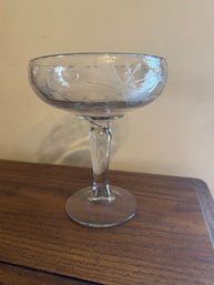 Glass Candy Dish Dragonfly Etched Bowl