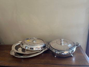 Silver Serve Ware Dishes Platters