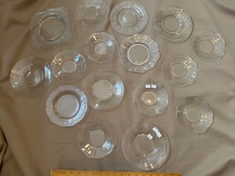 Clear Glass Plate Lot Etched Plates Scalloped Edge Dish
