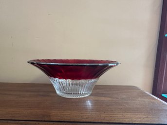 Ruby Red And Clear Salad Bowl Table Ware