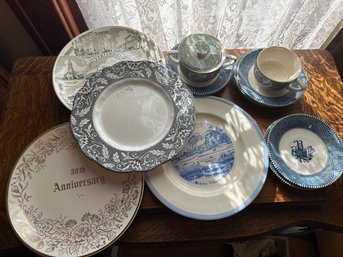 Plate Lot Dishes Blue And Anniversary