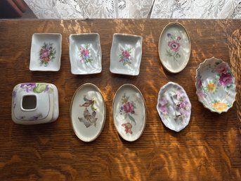 Small Dishes Lot Floral Plates Hair Receiver