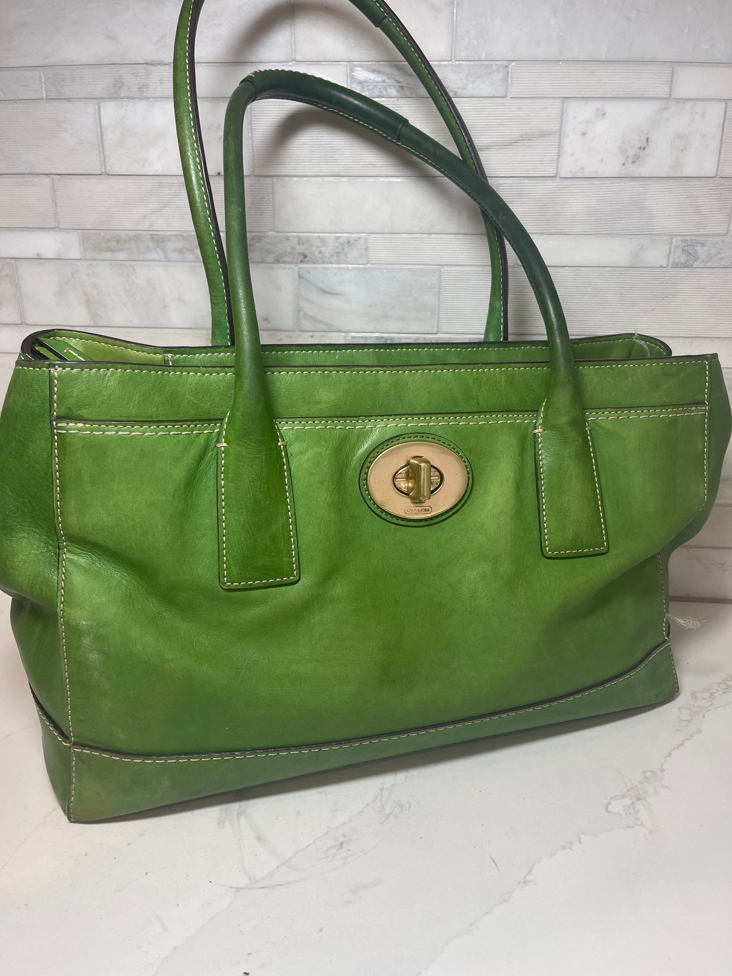 Fabulous Bright Green COACH Madeline Tote. 9 X 15 X 5 #10581 