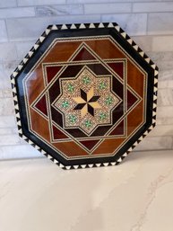 Vintage Spanish Lacquered Wood Mosaic Tray.  Hand Made MiGUEL LAGUNA