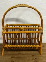 Vintage Bamboo And Reed Magazine Rack