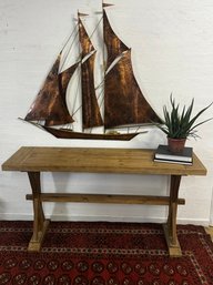 Large Vintage Mid Century Brutalist Robert Wiley Style Clipper Ship Wall Sculpture