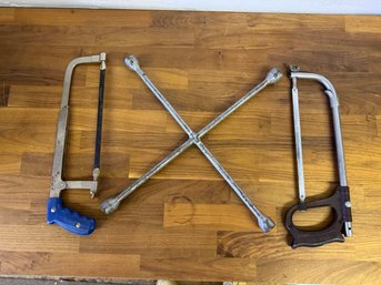 Vintage Cross Tire Iron And Two Well Made Hack Saws