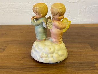 Dual Figure Precious Moments Style Rotating Music Box Figures