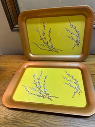 Vintage Metal Trays, TV Style Pussy Willow About 18x13 Inches