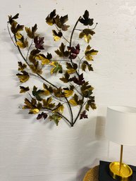 Colorful And Brass-y Large Mid Century Leaves Of Autumn Unsigned